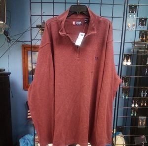NEW Chaps Ralph Lauren  1/4 Zip Sweater Size 4XB Men's Pullover Maroon NWT